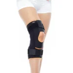 Orlex ORX-DZ15 patella ve ligament destekli önü yarım açık dizlik siyah renkli, kolay takıp çıkarılabilen ortopedik destek