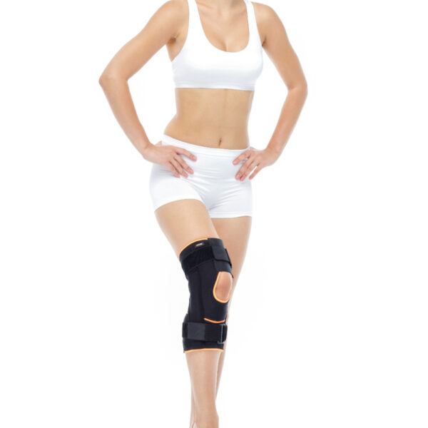 Orlex ORX-DZ15 patella ve ligament destekli önü yarım açık dizlik siyah renkli, kolay takıp çıkarılabilen ortopedik destek