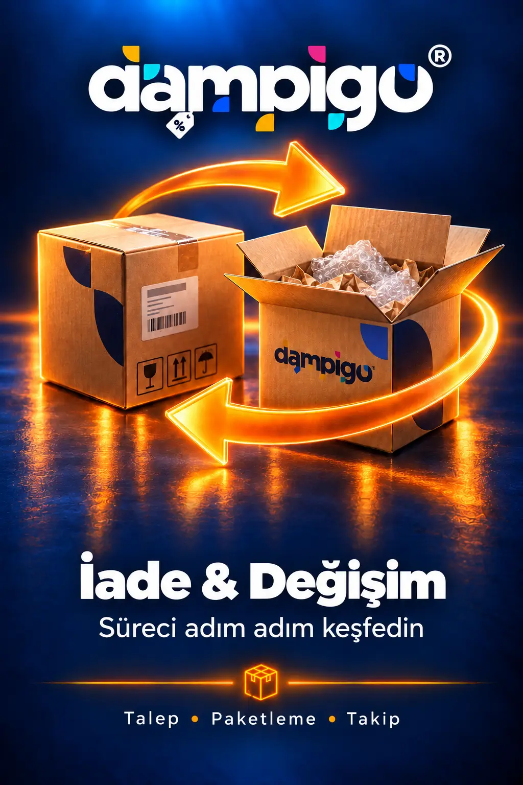 Dampigo İade ve Değişim hizmet kartı