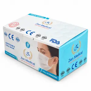 Zen Medical Mavi Meltblown Maske – 3 Katlı, Burun Telli, 50 Adet